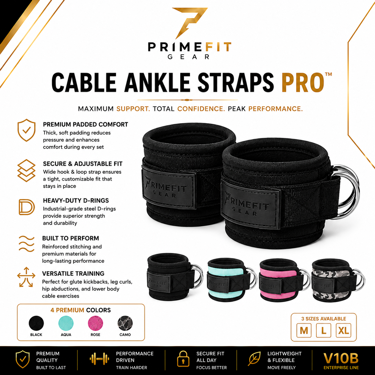 PrimeFit Cable Ankle Straps Pro™
