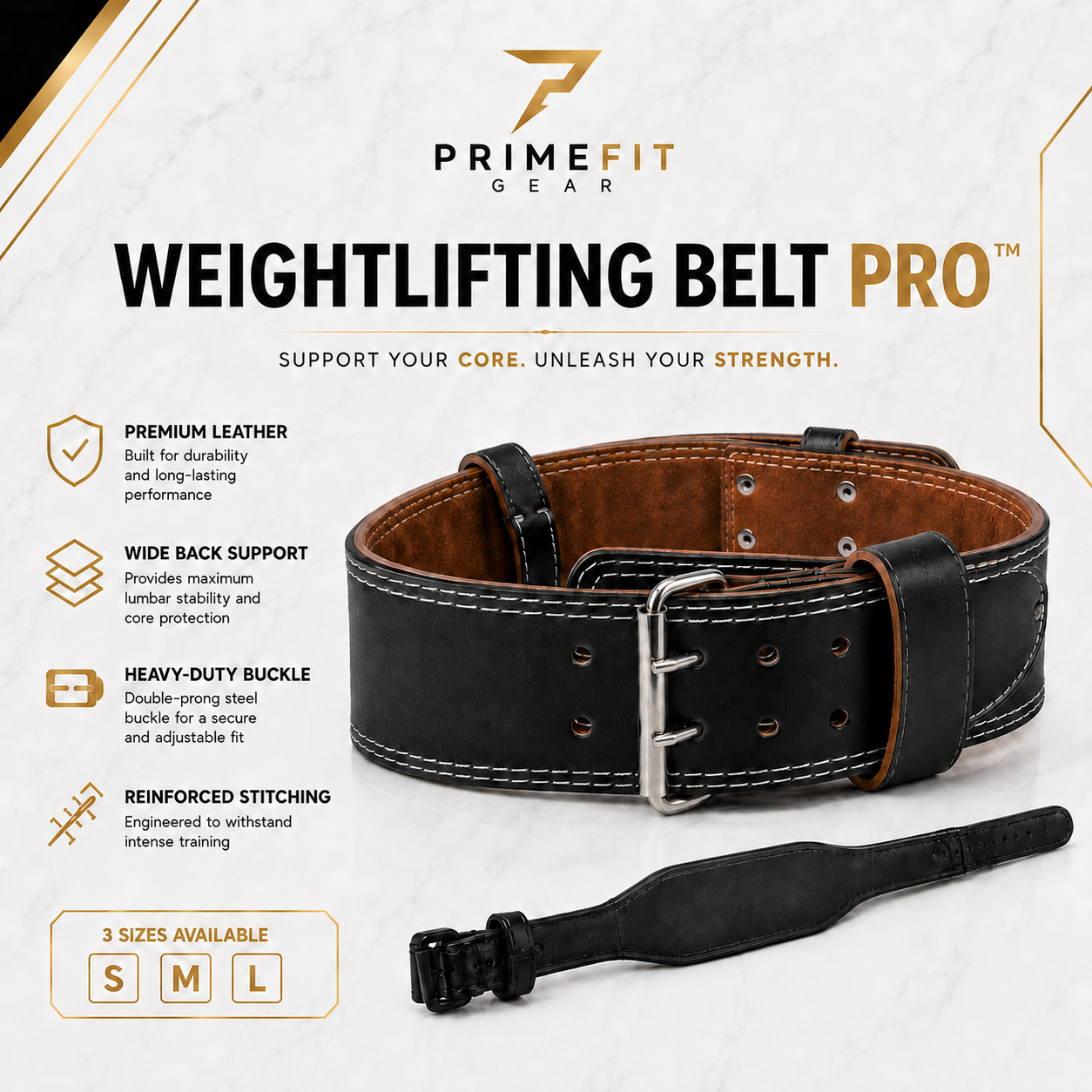 PrimeFit Leather Weightlifting Belt Pro™