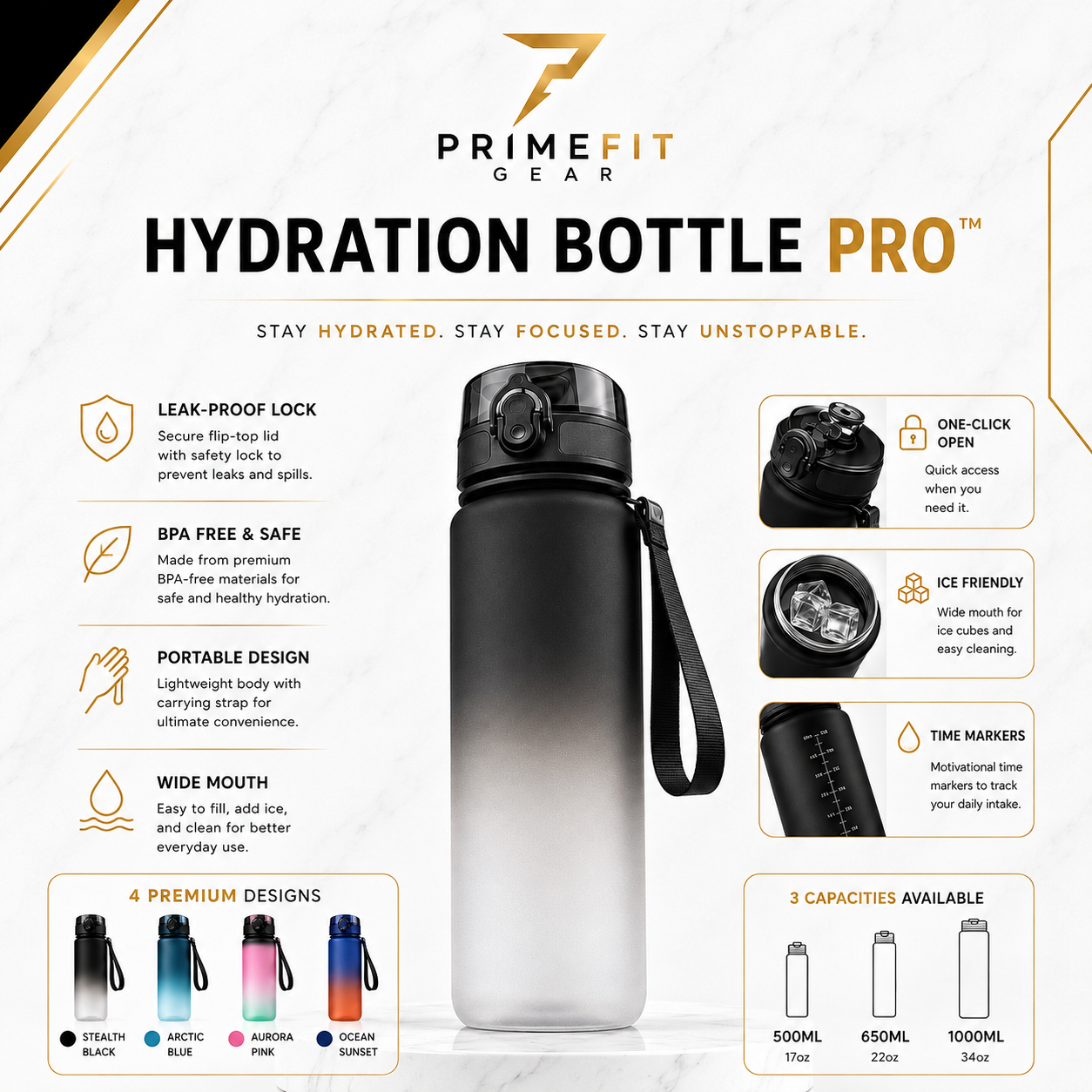 PrimeFit Hydration Bottle Pro™