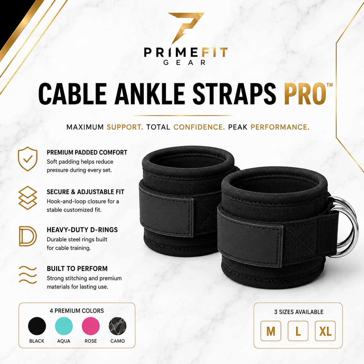 PrimeFit Cable Ankle Straps Pro™