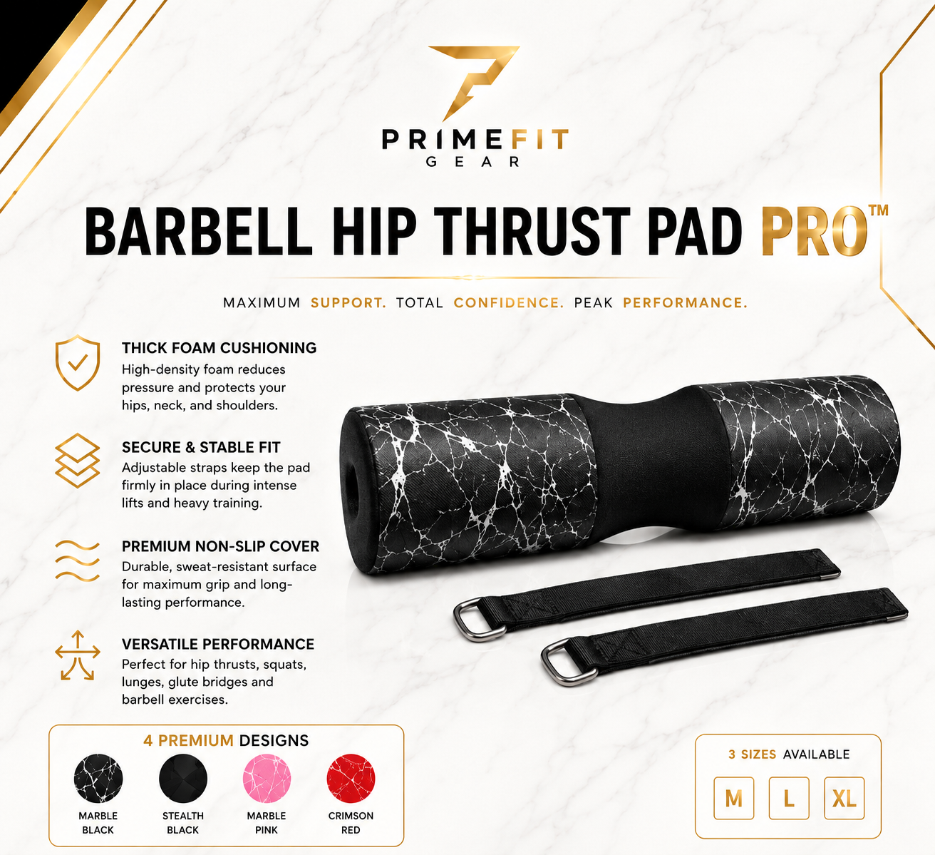 PrimeFit Barbell Hip Thrust Pad Pro™