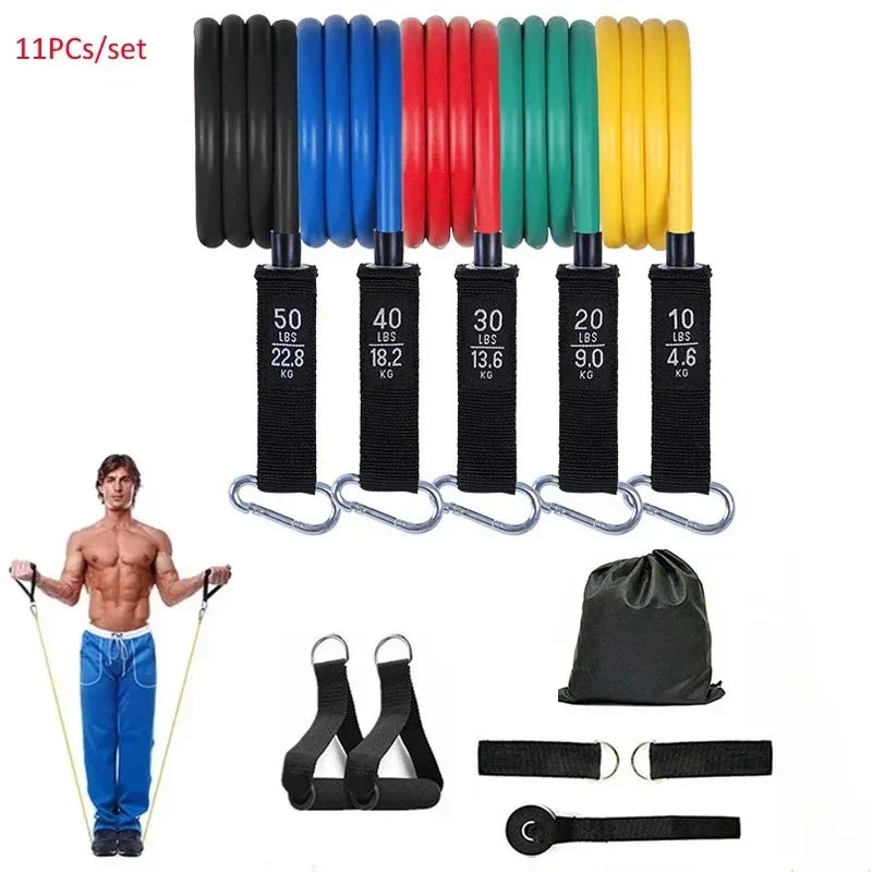 Premium Resistance Bands Set (11 Pieces) – Complete Home Gym Workout Kit
